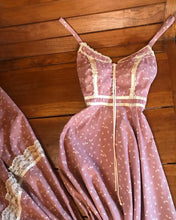 Load image into Gallery viewer, Authentic 1970&#39;s vintage Mauve pink Cherry print calico Gunne Sax sundress
