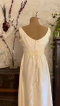 Load image into Gallery viewer, 1960’s Vintage Ivory Linen and Fern Lace Shift Dress and Trained Vest Bridal Set
