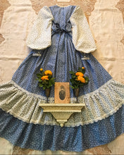 Load image into Gallery viewer, Authentic 1970&#39;s vintage dusty eggshell blue floral Gunne Sax maxi dress
