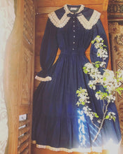 Load image into Gallery viewer, Authentic 1970’s 1980’s vintage denim and crochet dress by Act 1
