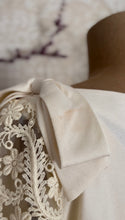 Load image into Gallery viewer, 1960’s Vintage Ivory Linen and Fern Lace Shift Dress and Trained Vest Bridal Set
