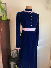 Load image into Gallery viewer, Sale~ Gorgeous 1960’s Vintage Cobalt Blue Velvet Maxi Dress
