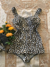 Load image into Gallery viewer, Authentic 1950’s vintage Leopard Print Skirted Swimsuit by Martin Berens of California
