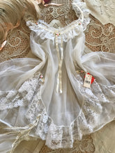 Load image into Gallery viewer, Deadstock 1970s Vintage White Nylon Chiffon &amp; Lace Chemise and Panty Set

