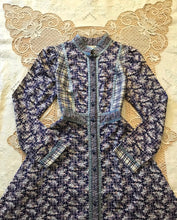 Load image into Gallery viewer, Authentic 1970’s vintage blue flannel and calico Gunne Sax midi dress
