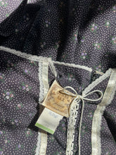 Load image into Gallery viewer, Authentic 1970&#39;s vintage coal black calico Gunne Sax midi peplum sundress
