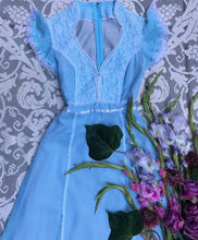 Load image into Gallery viewer, Authentic 1970’s vintage sky blue voile maxi dress
