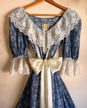 Load image into Gallery viewer, Authentic 1970’s Vintage Stormy Blue Floral Voile Gunne Sax maxi dress
