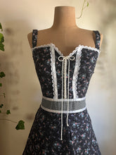 Load image into Gallery viewer, Authentic 1970’s Vintage Black Calico Gunne Sax Sundress

