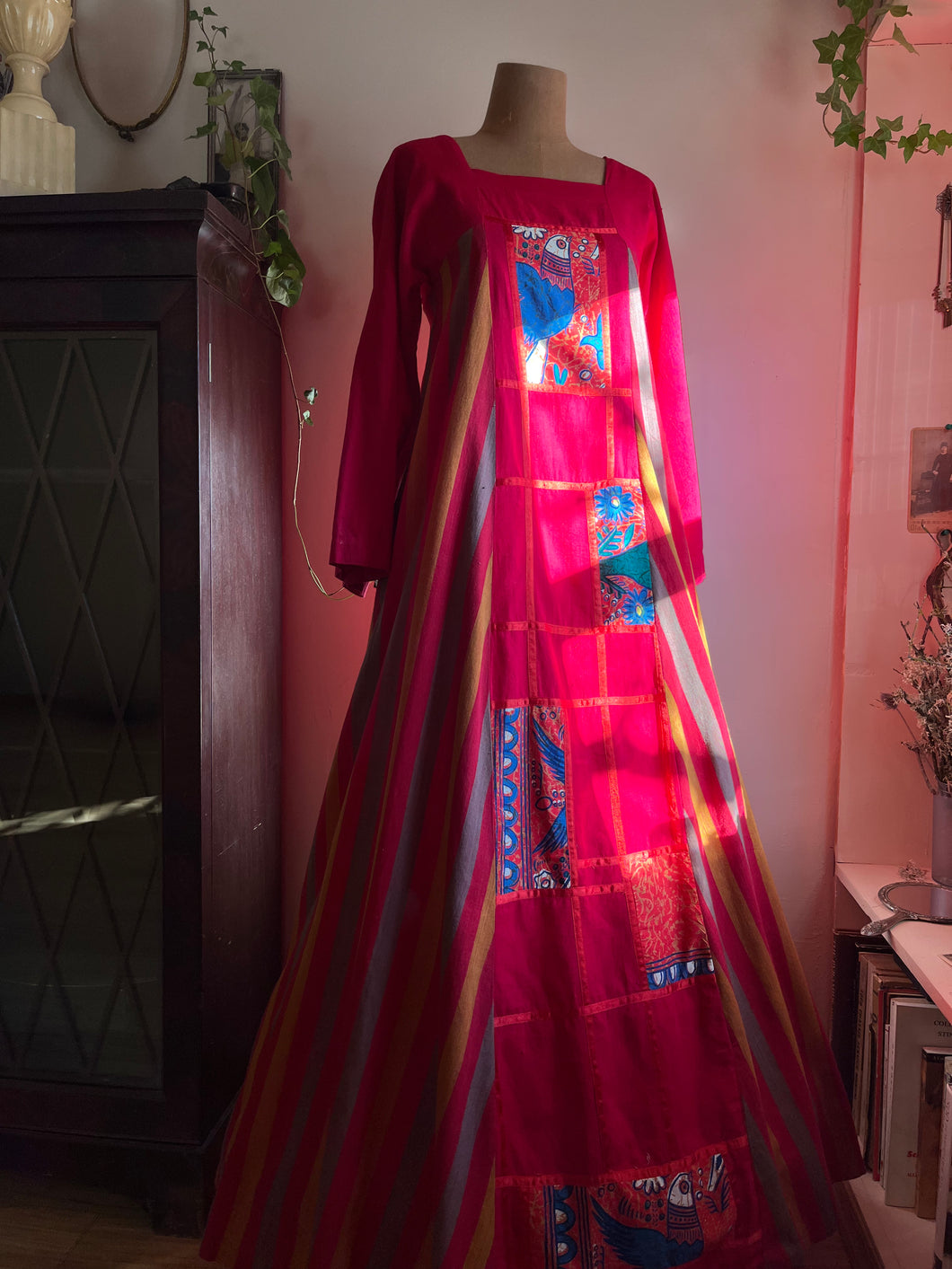 Outrageous Mexico Designer Mama Carlota Bird Print Dress
