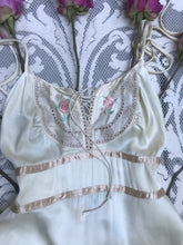 Load image into Gallery viewer, Authentic 1970&#39;s vintage Ivory Satin Halter Gunne Sax maxi sundress
