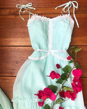 Load image into Gallery viewer, Sale~ 1970&#39;s vintage pale mint green voile sundress
