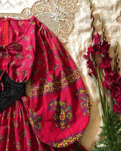 Load image into Gallery viewer, Vintage block print ballon sleeve dress
