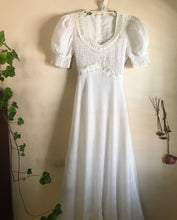 Load image into Gallery viewer, Beautiful 1970&#39;s vintage smocked white voile dress by Jody T
