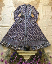 Load image into Gallery viewer, Authentic 1970’s vintage blue flannel and calico Gunne Sax midi dress

