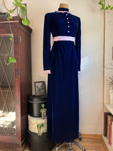 Load image into Gallery viewer, Sale~ Gorgeous 1960’s Vintage Cobalt Blue Velvet Maxi Dress
