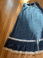 Load image into Gallery viewer, Authentic 1970’s vintage Teal Calico Gunne Sax Maxi skirt
