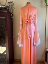 Load image into Gallery viewer, 1970’s Vintage Cantaloupe Angel Sleeve Dress
