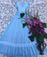 Load image into Gallery viewer, Authentic 1970’s vintage sky blue voile maxi dress
