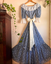 Load image into Gallery viewer, Authentic 1970’s Vintage Stormy Blue Floral Voile Gunne Sax maxi dress
