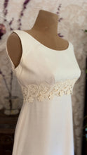 Load image into Gallery viewer, 1960’s Vintage Ivory Linen and Fern Lace Shift Dress and Trained Vest Bridal Set
