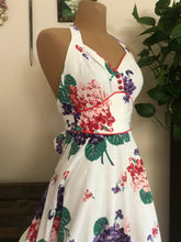 Load image into Gallery viewer, 1970’s vintage Sweet Peas and Cherries sundress by Jody T
