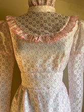 Load image into Gallery viewer, Sale~ 1970’s Vintage Pale Pink Lace dress my Montgomery Ward
