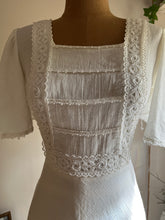 Load image into Gallery viewer, 1970’s Vintage Dreamy Ivory Crepe Flutter Sleeve Maxi dress
