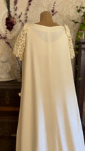 Load image into Gallery viewer, 1960’s Vintage Ivory Linen and Fern Lace Shift Dress and Trained Vest Bridal Set
