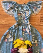 Load image into Gallery viewer, Authentic 1970’s vintage blue floral dress by JC Penney
