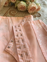Load image into Gallery viewer, Authentic 1970’s vintage peach floral jacquard German garter belt

