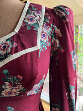 Load image into Gallery viewer, Authentic 1970&#39;s vintage burgundy rayon dress by Jody of California

