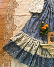 Load image into Gallery viewer, Authentic 1970&#39;s vintage dusty eggshell blue floral Gunne Sax maxi dress
