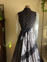 Load image into Gallery viewer, Authentic 1970’s Vintage Black Calico Gunne Sax Maxi Dress

