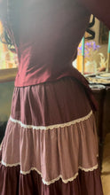 Load image into Gallery viewer, Authentic 1970’s vintage Burgundy Calico Gunne Sax Midi skirt
