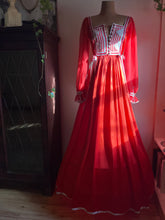 Load image into Gallery viewer, Rare Authentic 1970’s Vintage Rust Satin Rumak Dress
