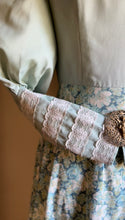 Load image into Gallery viewer, Sale~ Handmade 1970’s Vintage Sea Foam Green Calico Puff Sleeve Midi Dress
