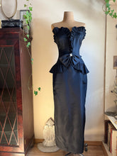 Load image into Gallery viewer, Dramatic 1980’s Vintage Black Karan Okada Wiggle Dress
