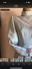 Load image into Gallery viewer, Sale~ Handmade 1970’s Vintage Sea Foam Green Calico Puff Sleeve Midi Dress

