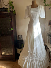 Load image into Gallery viewer, 1970’s Vintage Dreamy Ivory Crepe Flutter Sleeve Maxi dress
