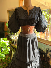 Load image into Gallery viewer, Authentic 1970’s Vintage Black Cotton Ruffle Dress by Fernando Huertas
