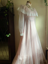Load image into Gallery viewer, 1970’s Vintage Pale Pink Swiss Dot Chiffon Gown
