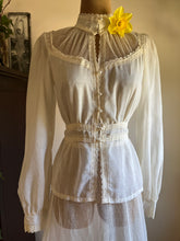 Load image into Gallery viewer, Authentic 1970&#39;s vintage ivory voile and net lace Gunne Sax blouse
