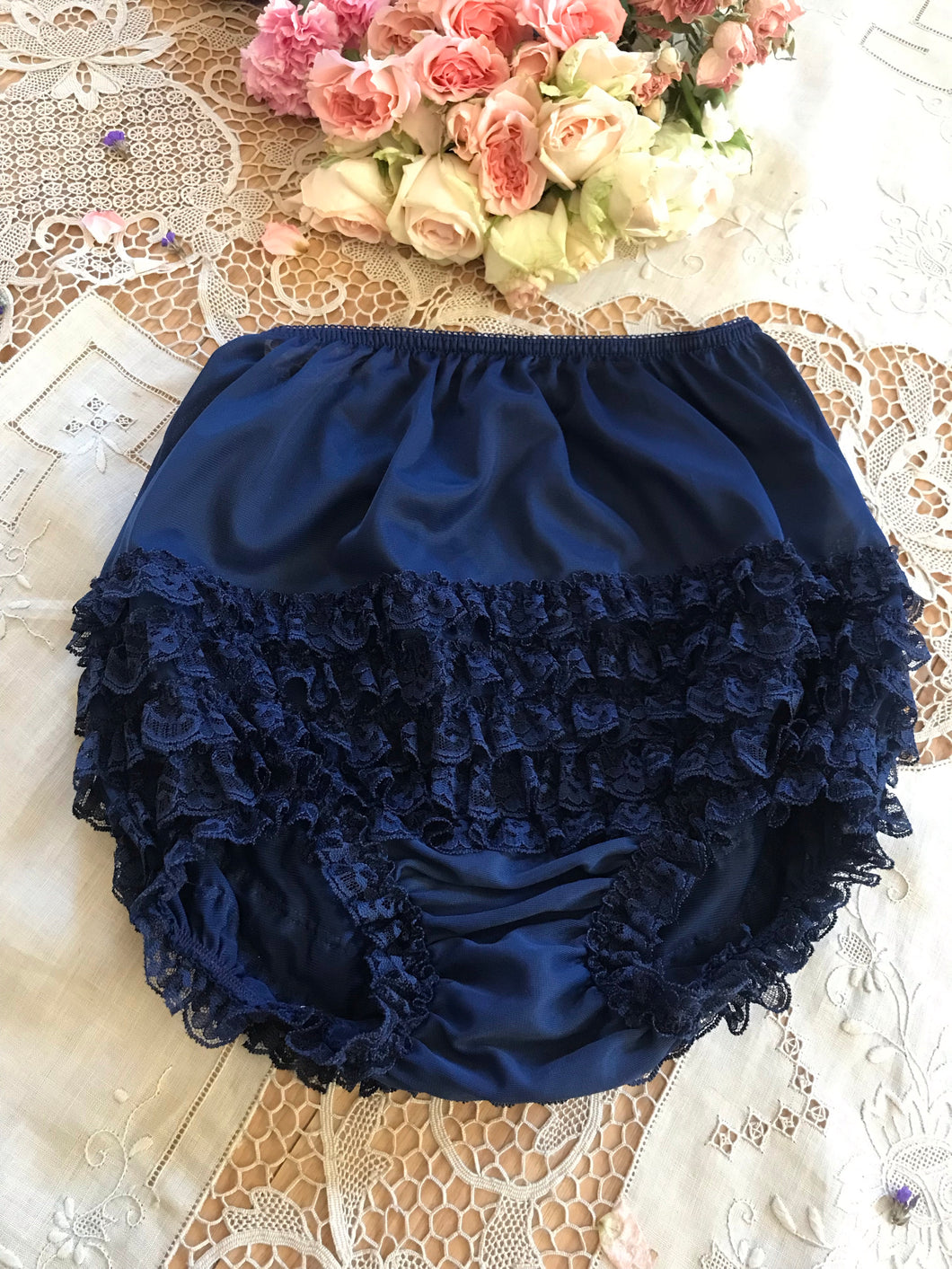 Authentic 1970’s vintage navy ruffle panties by Fantasia
