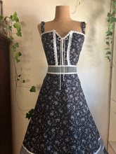 Load image into Gallery viewer, Authentic 1970’s Vintage Black Calico Gunne Sax Sundress
