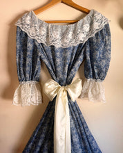 Load image into Gallery viewer, Authentic 1970’s Vintage Stormy Blue Floral Voile Gunne Sax maxi dress
