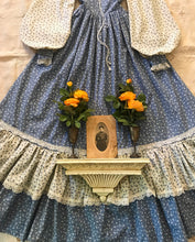 Load image into Gallery viewer, Authentic 1970&#39;s vintage dusty eggshell blue floral Gunne Sax maxi dress
