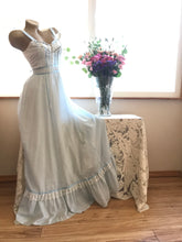Load image into Gallery viewer, Authentic 1970&#39;s vintage Icy Blue Striped Voile Gunne Sax sundress
