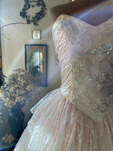 Load image into Gallery viewer, 1980’s Vintage Pink Lace and Sequin Strapless Gown by ZumZum
