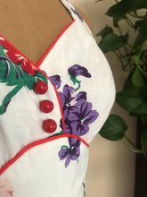 Load image into Gallery viewer, 1970’s vintage Sweet Peas and Cherries sundress by Jody T

